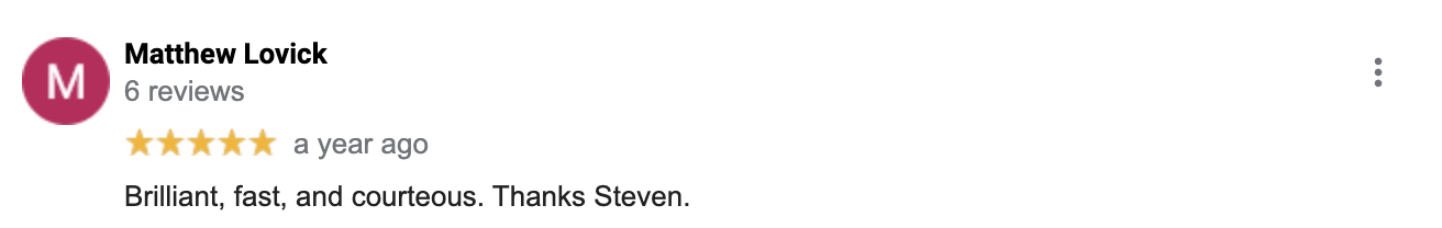 Brilliant, fast, and courteous. Thanks Steven.